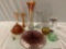 11 pc. lot of vintage colored glass / carnival glass home decor, vases, bowls, plates and more. One