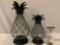 2 pc. set of pineapple shaped glass candle holders w/ cast iron base, approx 9 x 18 in.