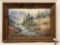 Large framed original canvas painting of abandoned mountain farm signed by artist Laney
