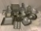 Huge collection of Wilton cake baking pans and plastic cake stands, cake molds: tiger cub, guitar,