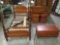5 pc. vintage wood 2 Twin bed bedroom set w/ 2 nightstands and trunk, nice condition