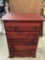Modern dark cherry stain wood 5-drawer dresser, made in Canada, approx 31 x 18 x 46 in. Nice