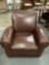 Brown vinyl down stuffed recliner easy chair , approx 38 x 34 x 36 in.