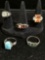 Selection of 5 very fine Sterling Silver rings with cut stones. See pics.