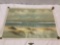 Original Canvas oil painting, seagulls in the surf by Bill Corins, approx 39 x 27 in. Unframed.