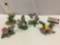 5 pc. lot of painted porcelain bird figurines: Lenox; hummingbird, chickadee, American Goldfinch (as