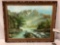 Framed original canvas oil nature scene mountain painting signed by artist