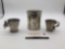 Antique 1800?s South American / Peruvian lined container and 2 mini cups ,1 / w a monkey handel