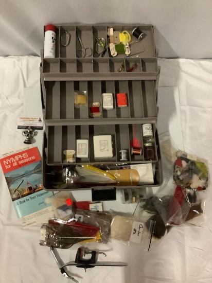 Flambeau fishing tackle box full of fly tying accessories. See pics.