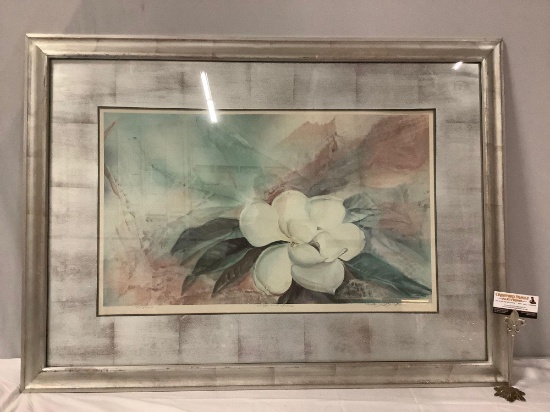 Large framed hand signed /numbered floral art print by Mary Davidson, Puffs and Lace, 339/500