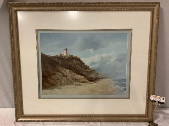 Large nicely framed lighthouse art print by Betsy Bennett