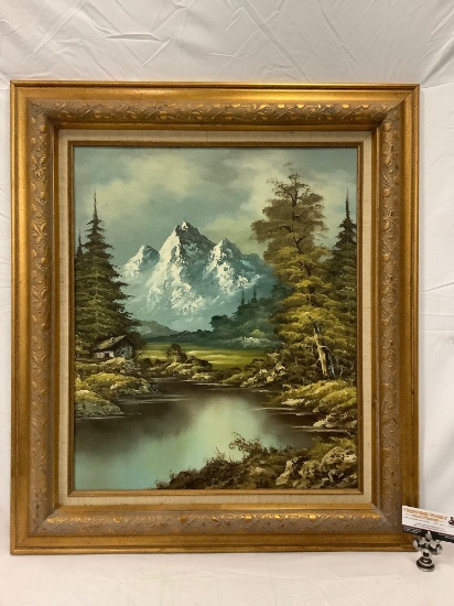Vintage framed original canvas oil painting w/ COA