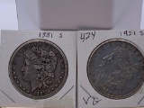 1881-S and 1921-s mint mark Silver Morgan Dollar
