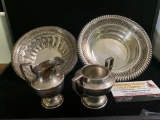 4 pieces of antique sterling silver 2 baskets and mini creamer and sugar all marked / 274.9 grams