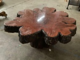 Vintage natural red wood coffee table, one-of-a-kind , approx 31 x 17 in.