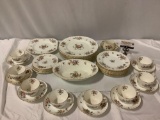 Vintage 42 pc. Mintons - Marlow gold rimmed floral pattern fine china, seats 8, made in England