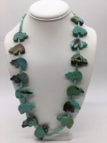 Phenomenal 20 inch south west turquoise bear necklace w/ unique .925 clasp