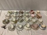 23 sets vintage fine bone china tea cups / saucers: Stanley, Haviland & Co. Limoges, Duchess,