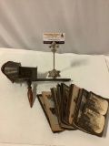 Antique stereoscopic viewer with nice collection of slides, see pics.