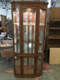 Philip Reinisch Co. lighted corner hutch cabinet, tested/working, see pics.