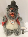 Vintage Walt Disney Country Bear Jamboree BIG AL rubber face plush stuffed animal toy w/ original