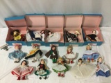 15 pc. lot of vintage Madame Alexander Miniature Showcase International Dolls, 5 w/ box, nice