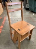 Vintage wood convertible stepstool/ chair, Approx 16 x 17 x 36 in. as chair.