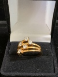 Very attractive gold plated Milor Italy Sterling Silver rings with CZ stones, signed. See pics.