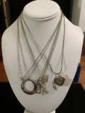 Selection...of 6 Sterling Silver necklaces with pendants. See pics