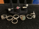Selection of 11 vintage Sterling Silver rings. See pics. 43.7 grms