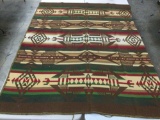 Vintage wool blanket with multicolor geometric Native American design, approx 63 x 77 in.