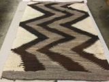 Vintage wool blanket with multicolor geometric Native American design, approx 50 x 70 in.