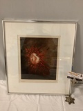 Framed aquatint etching art print by Arnold Grossman, THISTLE, 5/50, approx 18 x 20.5 in.