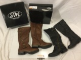 2 pairs of SM New York ladies leather Belmont boots , size 7 1/2 med, with boxes, unused