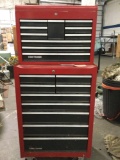 Two tiered rolling craftsman tools chest loaded with tools see pics no key