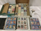 Lg. lot of 1990s vintage MLB Baseball trading cards, 2 boxes / 3 binders w/well over 1300 cards.