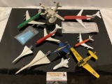 10 pc. lot diecast / plastic model aircraft replicas: Boeing 747-100 Braniff international airliner