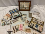 Huge collection of US Postage Stamps / stamp sheets, framed set, 2 tins full of unused stamps, many