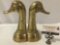 Vintage brass duck book ends, approx 5 x 9 in.