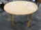 Pine wood round table, approx 36 x 29.5 in.