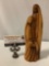 Beautiful wood carved sculpture of figures holding child, approx 3 x 9 in.