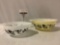 2 pc. lot of vintage PYREX glass kitchen bowls, approx 13 x 10 x 4 in.