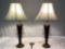 Pair of matching table lamps w/ shades, tested/working, approx 18 x 33 in.