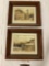 2 pc. lot of framed vintage rustic farmhouse art prints by Robert Nioy, approx 13 x 11 in.