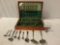 Mixed lot of vintage flatware in wood case. See pics.