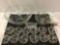 26 pc. vintage glass punch bowl set w/ 12 cups, 12 hangers, smaller bowl. Approx 12 x 6 in.