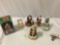 5 pc. lot of vintage Christmas holiday Santa Claus figures, White Christmas/ Lighthouse music box