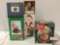 5 pc. lot if boxed Christmas holiday decorations: Santa Claus nutcracker, Mr. Christmas carousel