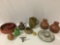 10 pc. lot of stoneware home decor: pitcher, bottle vase, snack bowls, Pigeon Forge,