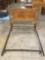 Vintage wood queen size headboard and rails set, approx 61 x 50 x 72 in.